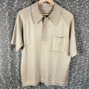 Vintage Polo Shirt Beige‎ With Font Pocket